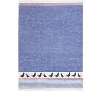 Kracht Half-Linen Tea Towel Jacquard North Sea Navy Blue Size Approx. 50 x 70 cm
