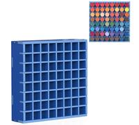 Krafetto 64 Grids Craft Paint Storage Organizer, Wall-mountable Paints Holder, Stackable Paint Bottle Rack Stand for 2oz Craft Paints, Blue
