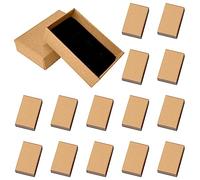 Kraft 14PCS Cardboard Jewelry Display Box, 8x5x3cm, with Sponge, for Rings, Necklaces, Bracelets, Kraft Paper Gift Box with Lid