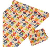 Kraft Birthday Wrapping Paper Roll, Colorful Gift Wrapping Paper Jumbo Roll, Happy Birthday Wrapping Paper for Kids Boys Girls Men Women, Kraft Gift Wrapping Paper for Birthday Party, 17Inch×49Feet