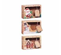 Kraft Boxes 3/6/9/12pcs Kraft Paper Candy Boxes Merry Christmas Cookie Gift Box Clear Window Packaging Bag Party Favor New Year Decoration(3pcs)