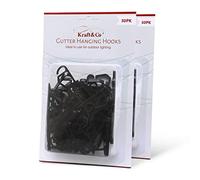 Kraft & Co 100 Gutter Hooks - Outdoor Hanging Clips for Lighting | Perfect for Garden String Lights, Christmas Fairy Lights | Strong Plastic Mini Guttering Hooks for Decorations (Black)