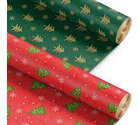 Kraft & Co 2 Pack Christmas Wrapping Paper Roll 44.5cm x 25m (Christmas Tree) Kraft & Co Multicolor 2 Pack
