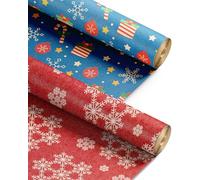 Kraft & Co 2 Pack Christmas Wrapping Paper Roll - Festive Designed Recyclable Kraft Paper, Perfect for Holiday Gifts, Arts & Crafts-Wrapping for a Merry Christmas (44.5cm x 25m) (Candy Cane)