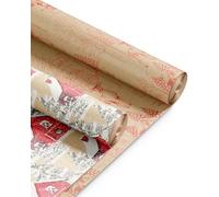Kraft & Co 2 Pack Christmas Wrapping Paper Roll - Festive Designed Recyclable Kraft Paper, Perfect for Holiday Gifts, Arts & Crafts-Wrapping for a Merry Christmas (44.5cm x 25m) - Snow/Snow