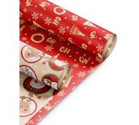 Kraft & Co 2 Pack Christmas Wrapping Paper Roll - Recyclable Kraft Paper, Perfect for Holiday Gifts, Arts & Crafts-Wrapping for a Merry Christmas (44.5cm x 25m) (Sleigh) (50m total)