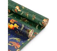 Kraft & Co 2 Pack Wrapping Paper Roll - Festive Designed Recyclable Kraft Paper, Perfect for Holiday Gifts, Arts & Crafts-Wrapping for a Merry Christmas (44.5cm x 25m) (Christmas Tree)