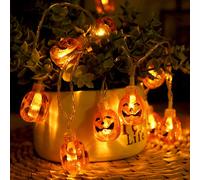 Kraft & Co Bright Glow Halloween Pumpkin String Lights, Festive Pumpkin Design in Orange Kraft & Co Orange