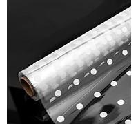 Kraft&Co Cellophane Wrap Roll - Crystal Clear Plastic Wrapping for Packing, Gift Hamper, Flower & Food | Super Thin Durable Unfolded 25 Micron Craft Film, ROLLS ARE FOLDED INSIDE (80cmx30m, White Dot)