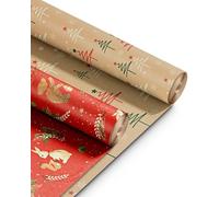 Kraft & Co Christmas Wrapping Paper Roll - 2 Pack, 44.5cm x 25m - Festives