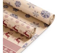 Kraft & Co Christmas Wrapping Paper Rolls - 2 Pack Thick Paper Sheets 44.5cm x 25m - Kraft Xmas Gift Wrap - Festive Eco Friendly Wrapping Papers for Christmas Gifts-Arts and Crafts-50m Total