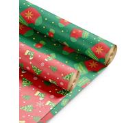Kraft & Co Christmas Wrapping Paper Rolls - 2 Pack Thick Paper Sheets 44.5cm x 25m - Kraft Xmas Gift Wrap - Festive Eco Friendly Wrapping Papers for Christmas Gifts-Arts and Crafts-50m Total