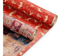 Kraft & Co Christmas Wrapping Paper Rolls - 2 Pack Thick Paper Sheets 44.5cm x 25m - Kraft Xmas Gift Wrap - Festive Eco Friendly Wrapping Papers for Christmas Gifts-Arts and Crafts-50m Total