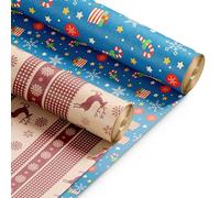 Kraft & Co Christmas Wrapping Paper Rolls - 2 Pack Thick Paper Sheets 44.5cm x 25m - Kraft Xmas Gift Wrap - Festive Eco Friendly Wrapping Papers for Christmas Gifts-Arts and Crafts-50m Total