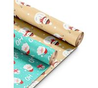 Kraft & Co Christmas Wrapping Paper Rolls - 2 Pack Thick Paper Sheets 44.5cm x 25m - Kraft Xmas Gift Wrap - Festive Eco Friendly Wrapping Papers for Christmas Gifts-Arts and Crafts-50m Total