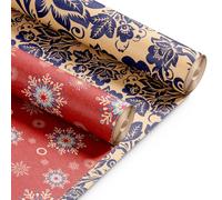 Kraft & Co Christmas Wrapping Paper Rolls - 2 Pack Thick Paper Sheets 44.5cm x 25m - Kraft Xmas Gift Wrap - Festive Eco Friendly Wrapping Papers for Christmas Gifts-Arts and Crafts-50m Total