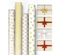 Kraft & Co Christmas Wrapping Paper Rolls - 4 Pack (69cm x 8M Each), Kraft Xmas Gift Wrap, Festive Wrapping Paper for Christmas Gifts, Arts & Crafts (32M Total)