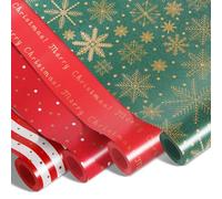 Kraft & Co Christmas Wrapping Paper Rolls - 4 Pack (69cm x 8M Each) Recyclable Kraft Xmas Gift Wrap, Festive Eco-Friendly Wrapping Paper for Christmas Gifts, Arts & Crafts (32M Total)