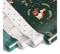 Kraft & Co Christmas Wrapping Paper Rolls - 4 Pack (69cm x 8M Each) Recyclable Kraft Xmas Gift Wrap, Festive Eco-Friendly Wrapping Paper for Christmas Gifts, Arts & Crafts (32M Total)