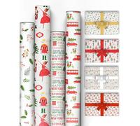 Kraft & Co Christmas Wrapping Paper Rolls - 4 Pack Thick Paper Sheets 69 cm x 8 m - Kraft Xmas Gift Wrap - Festive Eco Friendly Wrapping Papers for Christmas Gifts Wrap - Arts and Craft - 32 m Total