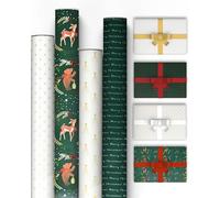 Kraft & Co Christmas Wrapping Paper Rolls - 4 Pack Thick Sheets 69cm x 8M, Kraft Xmas Gift Wrap, Festive Eco-Friendly Wrapping Paper for Christmas Gifts Wrap, Arts & Craft, 32M Total