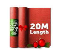 Kraft & Co Recycled Kraft Wrapping Paper Roll 69cm x 20m- 80gsm Durable Tear-Resistant Gift Wrap, Eco-Friendly, Recyclable & Biodegradable - All-Occasion Wrapping Paper - Red