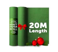 Kraft & Co Recycled Kraft Wrapping Paper Roll 69cm x 20m- 80gsm Durable Tear-Resistant Gift Wrap, Eco-Friendly, Recyclable & Biodegradable - All-Occasion Wrapping Paper - Green