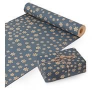 Kraft & Co Wrapping Paper Roll 44.5CM x 25M - Perfect for Christmas, Tough Quality with Festive Design, Eco-Friendly Recyclable, Kraft Paper for Gifts, Presents, Arts & Crafts, Table Cover (Style 17)