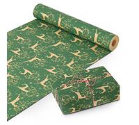 Kraft & Co Wrapping Paper Roll | Quality Festive Designed Kraft Paper | Eco-Friendly, Recyclable & Biodegradable Multipurpose Wrapping Paper - Ideal for Gifts, Arts & Crafts & Christmas (44.5CM x 25M)