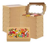 Kraft Cookie Boxes, 12 Pack Treat Boxes with Window, Brown Dessert Packaging for Cake, Biscuit, Macaron, Candy, Brownie, Donuts, Pastry Gift Box for Christmas, Valentine's Day, Wedding, Party Favour