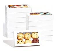 Kraft Cookie Boxes, 25 PCS Bakery Boxes with Window, 17.8 x 11 x 3.8 cm Gift Giving Dessert Box, Small Cookie Box Gift Giving for Pastry Biscuit Pie Donuts Candy Macaron Chocolate Strawberry White