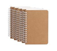 Kraft Cover Lay Flat Spiral Notebooks - Five Pack - A6 Sized - 180 Blank Pages - 90 Sheets - Easy to Carry