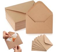 Kraft Envelopes V-Flap 50PCS 4x6 Envelopes Self-Adhesive Brown Easy to Use Card for Invitations Postcard Birthday Graduation