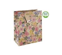 Eurowrap Beautiful Floral Brown Kraft Paper Gift Bag 100% Recyclable with Just For You Gift Tag Spring Birthday Mothers Day Easter Valentines Large