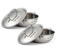 Kraft- follow your imagination Futuretec Triply Stainless Steel Cookware Combo Set 4 Piece / Extra Deep Kadai 1.5 and 4.1 Litre with Lid / 2.5mm Thick / Kadhai for Cooking / Induction Base - Silver