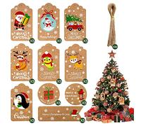 Kraft Gift Tags, 50 PCS Christmas Kraft Paper Tags with String, Brown 7 X 4 CM Parcel Labels for Presents, Gift Bags Wrapping, Christmas DIY Crafts