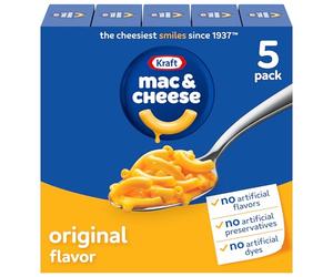 Kraft Mac & Cheese 7.25 Oz, 5 Ct | for Easy Dinner or Dinner Sides, No Artificial Flavors, Preservatives or Dyes