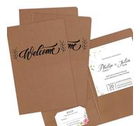 Kraft Paper 6x9 Inch Welcome Documents File Folders with Two Pockets for Hotel Welcome Baskets, Wedding Programs