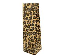 Kraft paper bags with handles, animal print, leopard, pack of 10, gift bottle, wine, whisky, rum, cava, gin, birthday, Halloween, Christmas, party, Different, 3.9 x 13.4 x 3.9 in, Assorted Browns