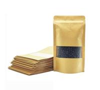 Kraft Paper Bags with Window, Reusable Ziplock Food Storage Bag, Waterproof Self-sealing Stand Up Pouch Bags Brown Paper Bag for Cookies Candy Tea Coffee Beans Seeds (25pcs,18x26cm)