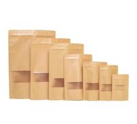 Kraft Paper Bags with Window Ziplock Stand Up Pouches Bulk Resealable Bag 100pcs 7x10"