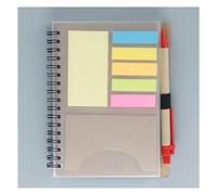 Kraft Paper Cover Notepad Loose-Leaf Spiral Notebook with Pen Sticky Notes for Record Important Matters 12cmx16cm