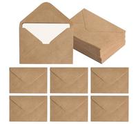 Kraft Paper Envelopes, Pack of 100 Mini Envelopes with 100 Blank Cards Set, Small Envelopes, Brown Envelopes, Small Envelopes for Money Gifts, Thank You Cards, Invitation