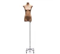 Kraft Paper Female Mannequin Detachable Arm, 57-72.9 Inch Height Adjustable Mannequin Torso Dress Form Universal Wheel Metal Base(Bust)
