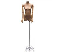 Kraft Paper Female Mannequin Detachable Arm, 57-72.9 Inch Height Adjustable Mannequin Torso Dress Form Universal Wheel Metal Base(with Hanging Arms)