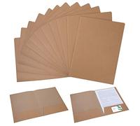 Kraft Paper File Folder, A4 Square Cut Two-Pocket Folders, Storage Organizer for Office Document, Report, Presentation Handouts, School Paperwork, 12PCS