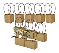 Kraft Paper Flower Gift Bags Bouquet Bags Box with Handle Waterproof Bouquet Gift Box,10pcs Floral Arrangements Bouquets Bag, Florist Bag Carry Package Gift Case for Wedding Birthday