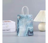 Kraft Paper Gift Bags， 5Pcs Kraft Paper Handled Gift Bags Multicolor Multiple Sizes for Bday Wedding Eid Ramadan(Mint green,21x15x8cm)