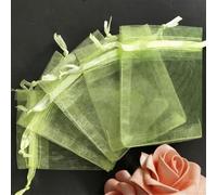 Kraft Paper Gift Bags， Organza Drawstring Bags Multicolor 6 Sizes Pack Of 25 Or 50 pieces(Spring Green,15x20cm 25pcs)