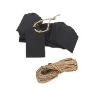 Kraft Paper Hang Tags with String, Brown, 100 Count, 4.8 x 2.9 cm, Wedding Gift Cards, Luggage Labels (Black)